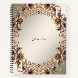 Elegantes Gold Jewel Blume Notebook Notizbuch