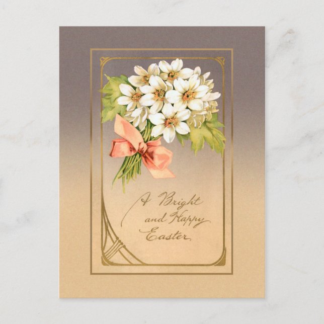 Elegantes Gold Jugendstil Ostern Postkarte (Vorderseite)