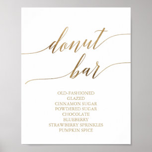 Elegantes Gold-Kalligrafie-Donut-Bar-Schild Poster