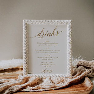 Elegantes Gold-Kalligrafie   Elfenbeinfarbenes Get Poster