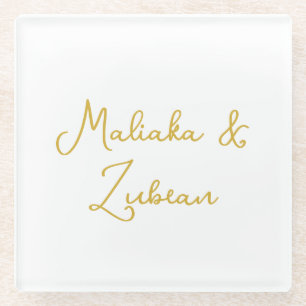 Elegantes Gold-Kalligrafie-Glas Glasuntersetzer