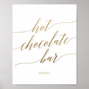 Elegantes Gold-Kalligrafie-Heißgetränkebar-Schild Poster