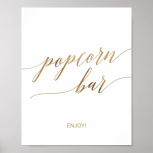 Elegantes Gold-Kalligrafie-Popcorn-Bar-Schild Poster