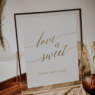 Elegantes Gold-Kalligrafie-Schild "Love is Sweet" Poster