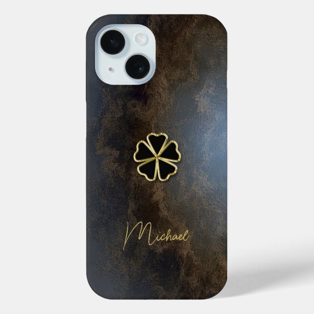 Elegantes Gold Kleeblatt, Kleeblatt-Look Case-Mate iPhone Hülle (Rückseite)