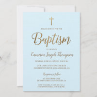 Elegantes Gold kreuz Blaue Taufe