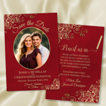 Elegantes Gold Lace & Oval Foto Marmorierte Rote H