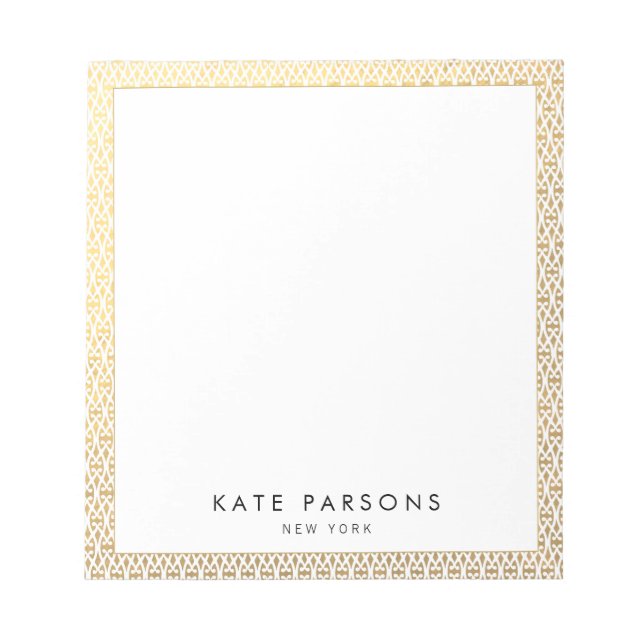 Elegantes Gold Lattice Muster Notepad Notizblock (Vorderseite)