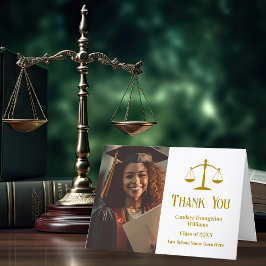 Elegantes Gold Law School Abschluss Foto Dankeskarte