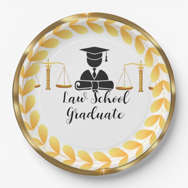 Elegantes Gold Law School Graduate Paper Pappteller (Vorderseite)