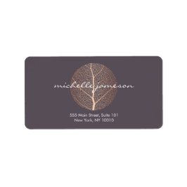 Elegantes Gold-Leaf-Logo auf Lila Rose Adressaufkleber