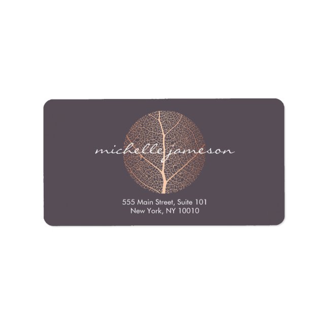 Elegantes Gold-Leaf-Logo auf Lila Rose Adressaufkleber (Vorne)