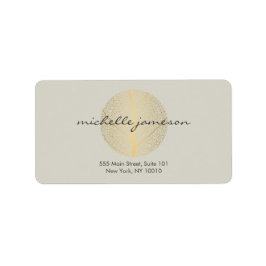 Elegantes Gold Leaf Logo auf Tan Adressaufkleber