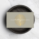 Elegantes Gold Leaf Logo auf Tan Visitenkarte<br><div class="desc">Ein elegantes Imitat mit goldenem Blattmuster-Set in einem Kreis mit Ihrem Namen oder Firmennamen auf der Oberseite schafft ein faszinierendes und raffiniertes Logo für Ihre Marke. © 1201AM CREATIVE</div>