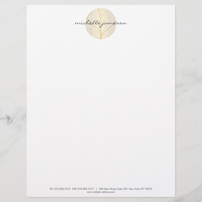 Elegantes Gold Leaf Logo auf Weiß Briefbogen (Vorderseite)