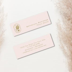 Elegantes Gold Leaf Minimal Botanische Creme Rosa Mini Visitenkarte