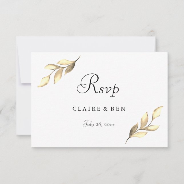 Elegantes Gold Leaf Moderne Hochzeit Einladung UAW (Vorderseite)