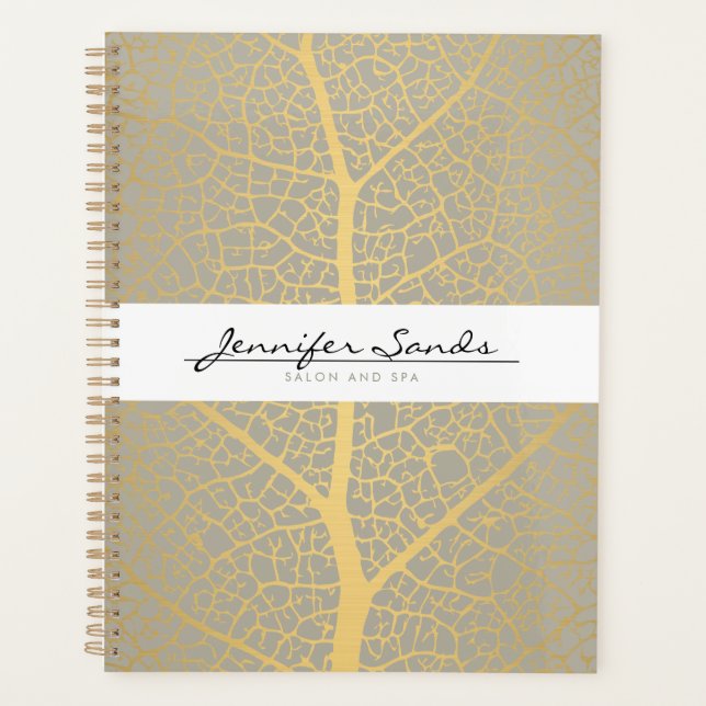 Elegantes Gold Leaf Tree Muster Terminkalender Planer (Vorderseite)