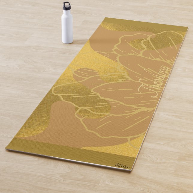 Elegantes Gold Leaf und Blume Hintergrund Yogamatte (Beispiel)