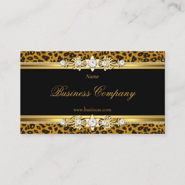 Elegantes Gold Leopard Black The Original 3 Visitenkarte (Vorderseite)