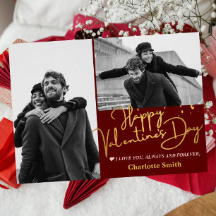 Elegantes Gold Liebe Valentinstag Foto Feiertagskarte