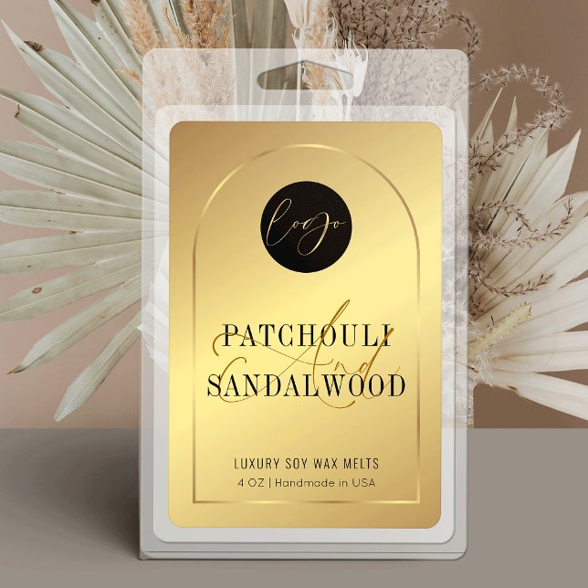 Elegantes Gold Logo Soy Wax Melt Wasserdichtes Lab Lebensmitteletikett (Elegant gold effect rectangle product labels, great  for wax melts, candles, bath products and more)