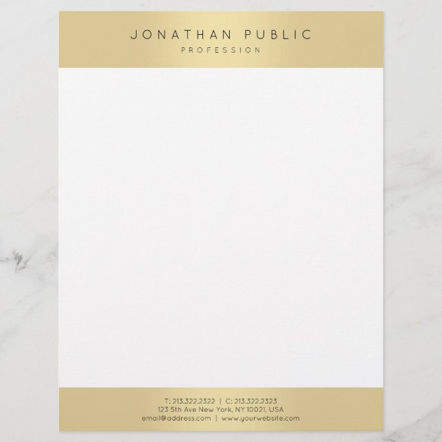 Elegantes Gold Look Glamour Template Moderne Trend Briefbogen (Vorderseite)