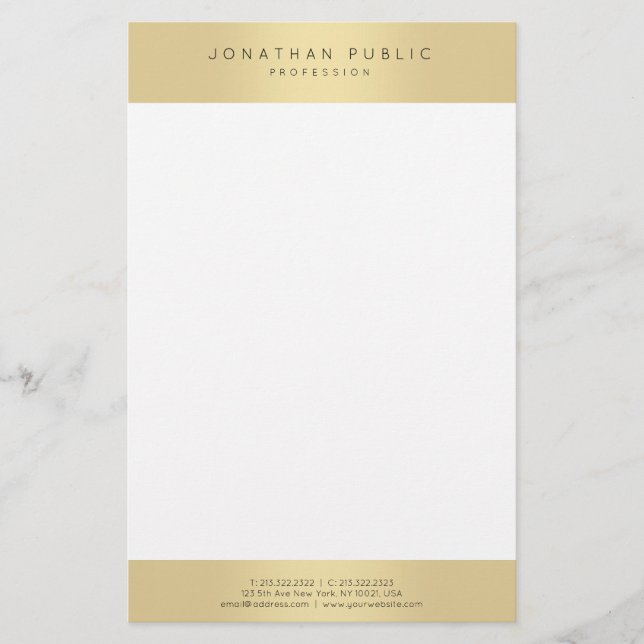 Elegantes Gold Look Glamour Template Moderne Trend Briefpapier (Vorderseite)