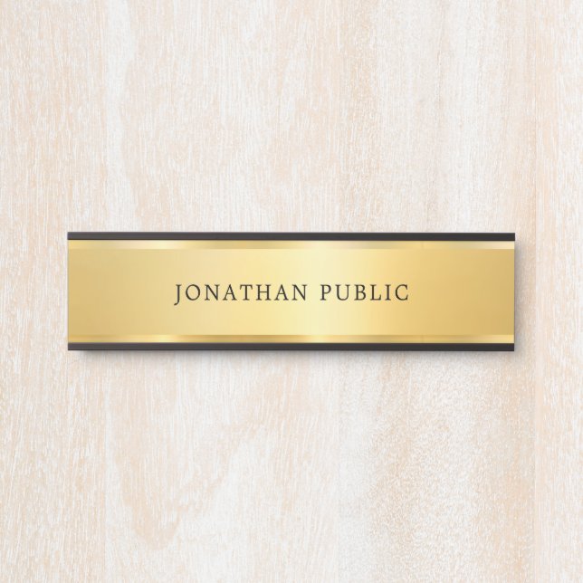 Elegantes Gold Look Moderner Glamour Minimalistisc Türschild (Vorderseite )