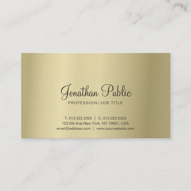 Elegantes Gold Look Moderner kreativer Schlichter  Visitenkarte (Vorderseite)