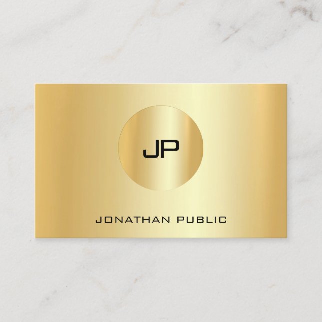 Elegantes Gold Look Modernes Berufliches Monogramm Visitenkarte (Vorderseite)