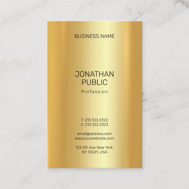 Elegantes Gold-Look Modernes Minimalistisches Temp Visitenkarte (Vorderseite)