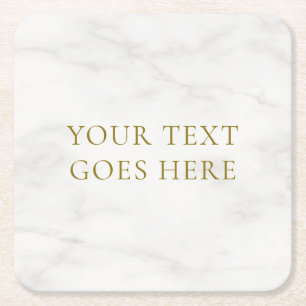 Elegantes Gold Look Text Weißes Marmorvorlage Rechteckiger Pappuntersetzer