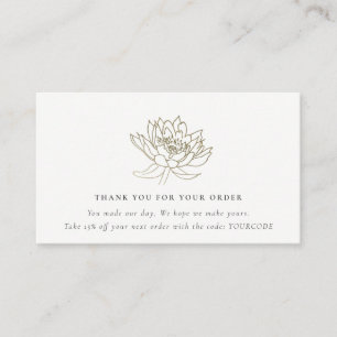 ELEGANTES GOLD LOTUS FLORA LOGO EINKAUF DANKE SCHÖ VISITENKARTE
