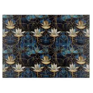 Elegantes Gold-Lotus-Unechtes-Buntglas-Muster Schneidebrett