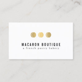 Elegantes Gold Macaron Trio Logo auf Weiß Visitenkarte