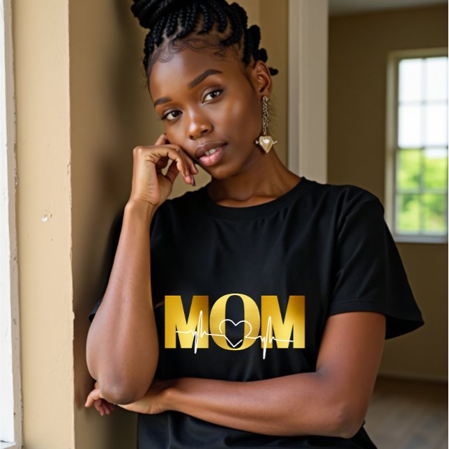 Elegantes Gold MAMA Heartbeat - Perfektes Geschenk T-Shirt (Von Creator hochgeladen)