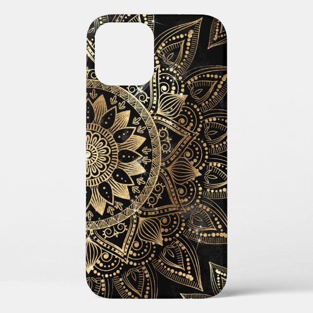Elegantes Gold Mandala Black Design Case-Mate iPhone Hülle (Rückseite)