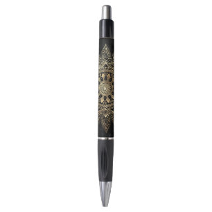 Elegantes Gold Mandala Black Design Kugelschreiber