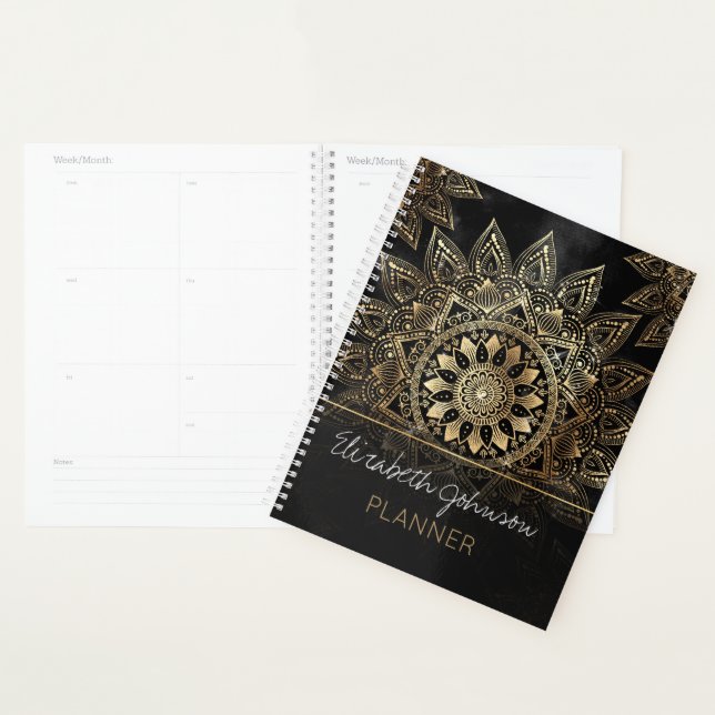 Elegantes Gold Mandala Black Design Planer (Anzeige)