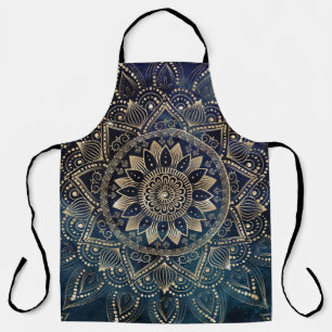 Elegantes Gold Mandala Blue Galaxy Design Schürze
