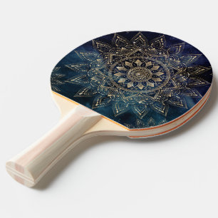Elegantes Gold Mandala Blue Galaxy Design Tischtennis Schläger