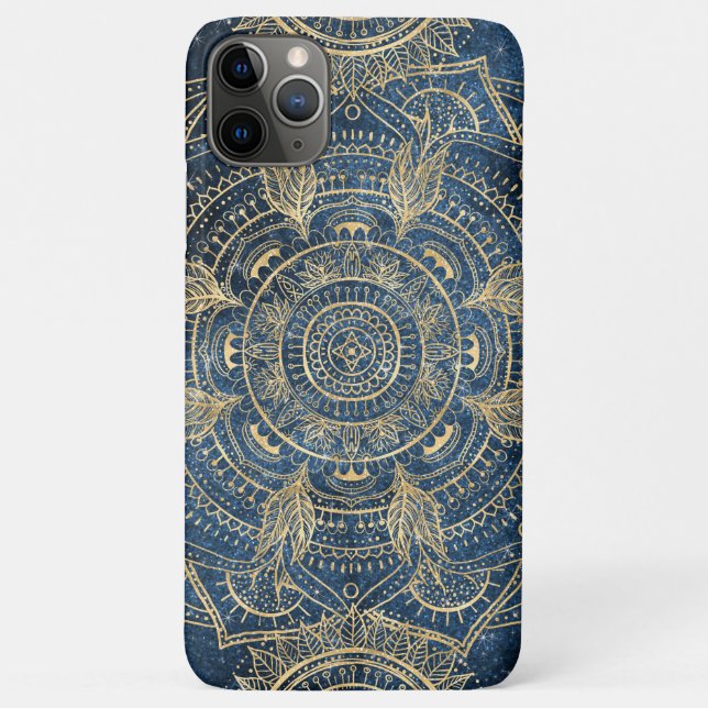 Elegantes Gold Mandala Blue Whimsy Design Case-Mate iPhone Hülle (Rückseite)