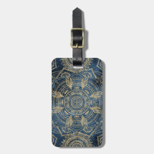 Elegantes Gold Mandala Blue Whimsy Design Gepäckanhänger