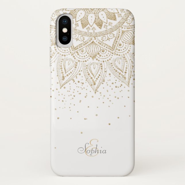 Elegantes Gold Mandala Dots Design Case-Mate iPhone Hülle (Rückseite)