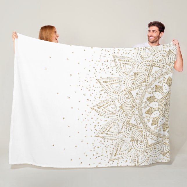 Elegantes Gold Mandala Dots Design Fleecedecke (Beispiel)