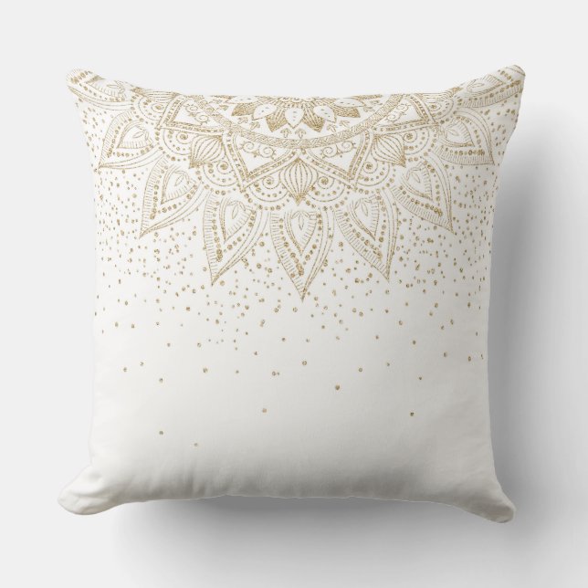 Elegantes Gold Mandala Dots Design Kissen (Vorderseite)