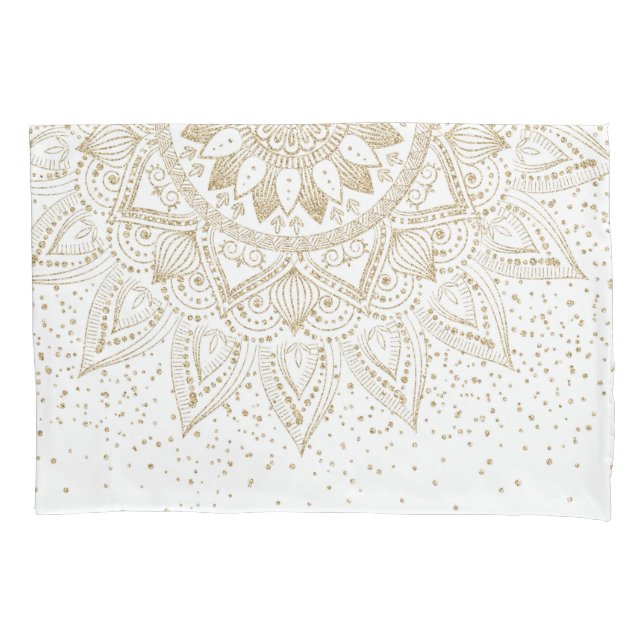 Elegantes Gold Mandala Dots Design Kissenbezug (Vorderseite)