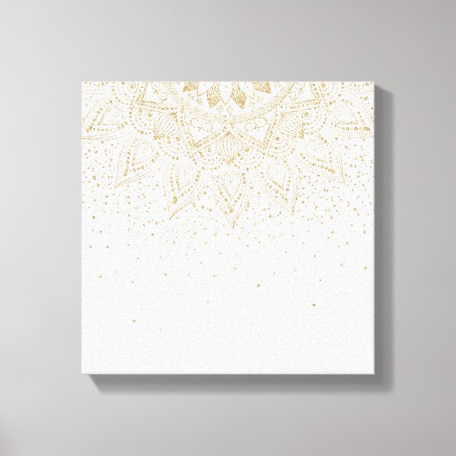 Elegantes Gold Mandala Dots Design Leinwanddruck (Vorderseite)