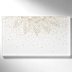 Elegantes Gold Mandala Dots Design Namenschild